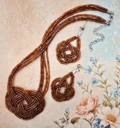 Artystyczny komplet zestaw mix biżuterii naszyjnik kolczyki boho