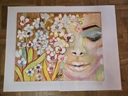 Obraz olejny "Dziewczyna i storczyki"