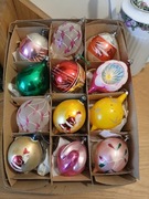 Stare szklane bombki choinkowe z okresu PRL mix