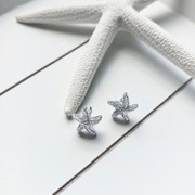 Małe kolczyki srebrne akrylowe w kształcie rozgwiazdy vintage boho