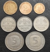 A8 - Zestaw monet: niemieckie marki, pfennig 1950-92r. super stan.
