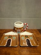 KOMPLET DWA TALERZYKI I KUBEK DOMEK Z PIERNIKA JAK HOME&YOU