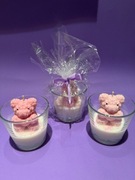 Świeczki sojowe własnoręcznie wykonane urocze misie malinowe 