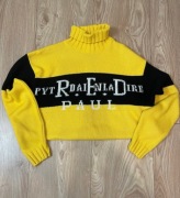 Sweter Golf Y2K Żółty Czarny Streetwear Oversize Rozmiar M