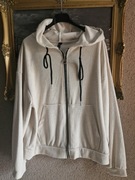 Bluza damska sztruks beżow na zamek z kapturem