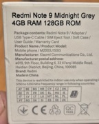 Redmi Note 9 Midnight Grey 4GB RAM 128GB ROM