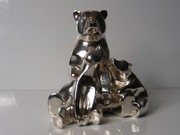 Rzeźba art deco, plater - Niedźwiedzica z młodymi