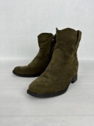 Ideal shoes botki damskie brązowe zamszowe na obcasie 2,5 cm rozmiar 39