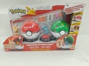 Gra bitewna Pokemon Chimchar z Poké Ballem kontra Wynaut z Friend Ballem