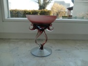 MISA, KIELICH SZKŁO OZDOBNE HUTA ALICJA, PIĘKNY OPALIZUJĄCY RUBIN