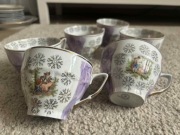 Komplet filiżanek z talerzykami – Porcelana Bogucice, vintage