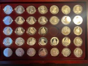 Zestaw 34 srebrnych monet z serii pod tytułem:  Polscy królowie i książęta