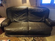 Dębowy komplet wypoczynkowy: sofa, fotele, ława