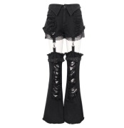 Damskie spodnie XS DEVIL FASHION Detachable, czarne, odczepialne nogawki