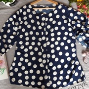 Oversize granatowa bluzka w grochy z zaszewką