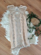 suknia sukienka ślubna weselna na wesele kremowa biała cekinowa beżowa