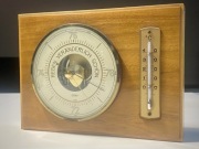 Kolekcjonerski Barometr i Termometr Fischer Vintage Mosiadz Drewno Limited