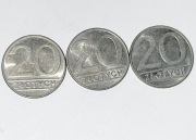 Moneta 20 zł ZŁOTYCH 1989 TRZY SZTUKI