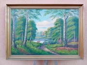  STARY DUŻY  OBRAZ OLEJNY NA PŁÓTNIE  sygnowany