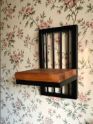 Kwietnik Loft wiszący stal+naturalne drewno orzech stalowyart