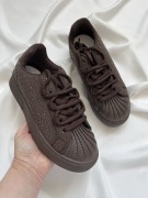 Brązowe sneakersy damskie 38 zdobienia wiązane wiosna lato stylowe