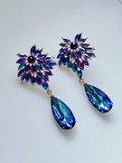 Kolczyki eleganckie sztyfty Glamour vintage retro kolorowe cyrkonie 