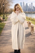 Kardigan długi mleczny oversize – styl Pinterest, nowy,soft knit, styl boho