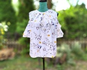 Biała bluzka floral kwiaty XL 42 cold shoulder off shoulder hiszpanka