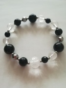 NOWA Bransoletka Kryształ górski Onyks lux 17,5cm 