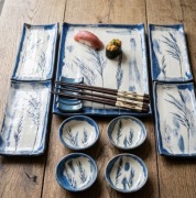 Zestaw do sushi dla 4 osób handmade ceramika-Kasjumi ceramika 