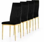 Krzesło tapicerowane zestaw 4x VALVA CARO VELVET BLACK GOLD