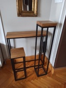 Kwietniki loftowe, ławeczki, Metal z drewnem. 