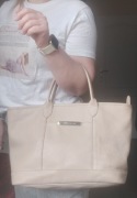 Longchamp skórzana beżowa torebka tote bag skóra naturalna nude okazja