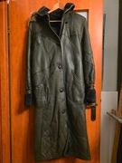 Naturalna kurtka kożuch damski butelkowa zieleń