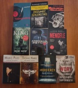 Różne wydania pocket Mengele, American psycho, Trainspotting, Mechaniczna..