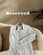 Koszula Reserved bawełna w delikatną kratkę błękitny długi rękaw M