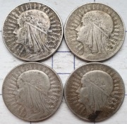 II RP 4 x 5 złotych GLOWA KOBIETY 44g Ag 750