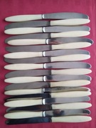 Noże stołowe ZSRR 18 szt.Biały trzonek imitacja kości słoniowej 