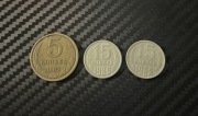 Zestaw - 3x stara moneta radziecka - 15/15/5 kopiejek - ZSRR