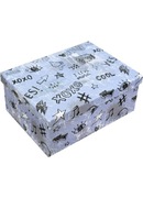 Pudełko kartonowe ozdobne na prezenty, szare, prostokąt, 21x15x8.5 cm