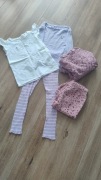 Zestaw ubranek dla dziewczynki: dres, bluzki, getry, r.128 