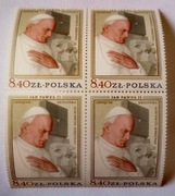 Jan Paweł II blok 4 znaczków niestemplowane