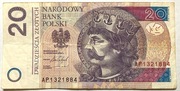 Banknot 20 zł  2016 rok unikat AP 1321884