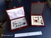 2x zestaw do wina korkociąg nalewacz termometr szkatułka w pudełku