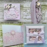 Kartka na Chrzest w pudełku,Pamiątka Chrztu ręcznie robiona personalizowana