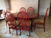 stół drewniany owalny i 6 krzeseł 