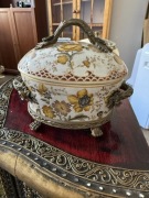 Luksusowa Waza z Pokrywą WONG LEE 1895 – Porcelana Krakle i Brąz