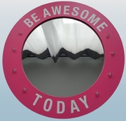 Ozdoba LED - LUSTRO okrągłe - różowa rama z napisami - zabawna dekoracja 