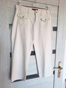 Białe spodnie baggini 38 bawełna rybaczki za kolano M