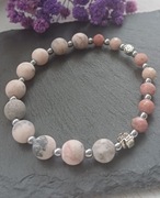 Bransoletka różaniec – różowy jaspis zebra i rodochrozyt 